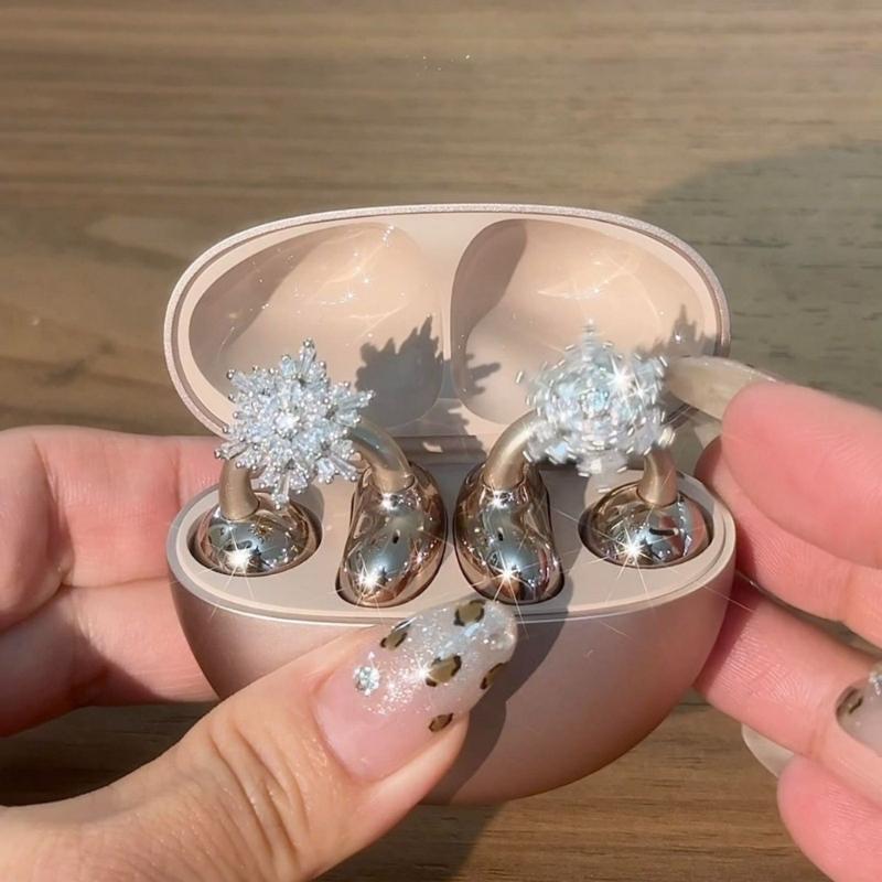 Элегантный зажим для наушников в виде снежинок со стразами, сверкающий сплав, зажим для наушников, персонализированный аксессуар своими руками.