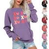 Women's Casual Valentine's Day Printed Pullover Plug Sleeve Sweatshirt With Pocket Top