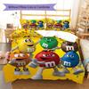 Постельное белье с узором M&M's, Комплект с одеялом, Пододеяльник, Наволочка, Домашний подарок на день рождения (1 пододеяльник + 2 наволочки, без наполнителя)