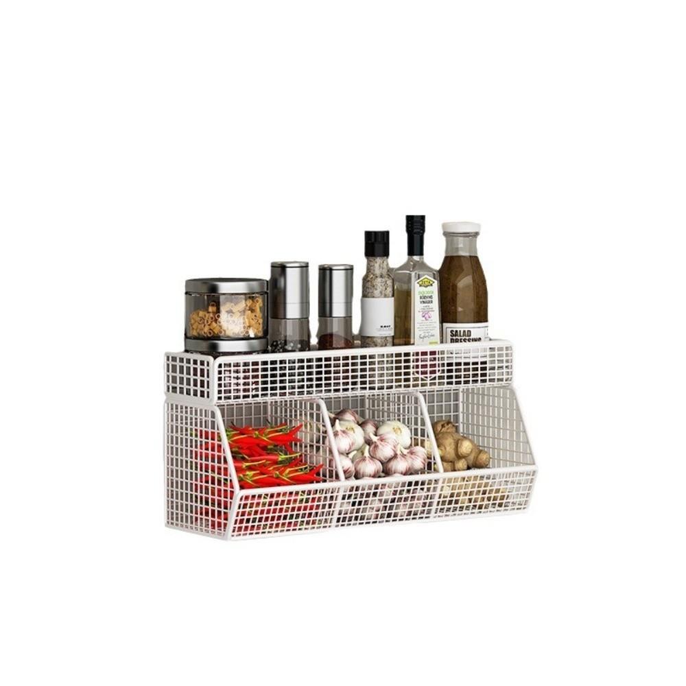 Двухъярусная подвесная корзина для фруктов, настенная, проволочная корзина для хранения лука, домашний органайзер