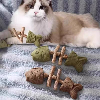 Натуральная кошачья жевательная игрушка в форме рыбной косточки, жевательная палочка с кошачьей мятой и серебряной лозой, уход за зубами, палочка для чистки зубов для кошек, интерактивная игра, здоровье полости рта