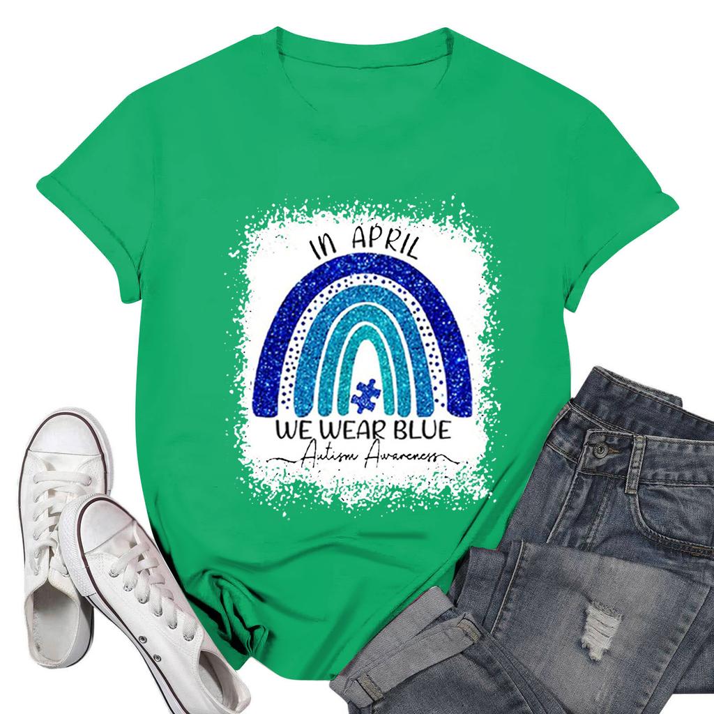 Женская повседневная футболка с принтом, пуловер с круглым вырезом, топ с короткими рукавами