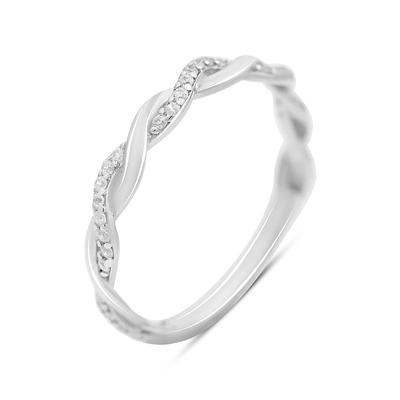 Серебряное кольцо с фианитами, вес изделия 1,17 гр (2203193)