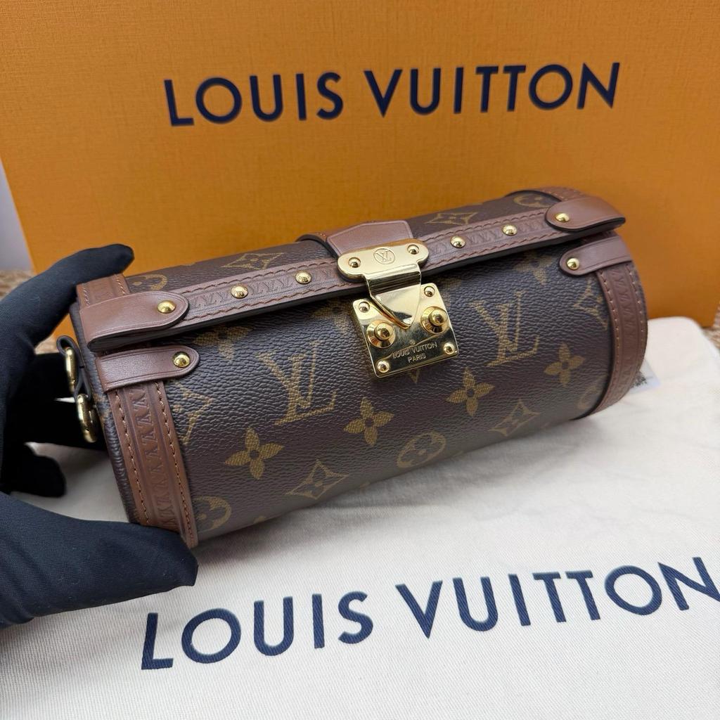 [Pre-Owned] Papillon Trunk Monogram Chain S-Lock Closure Coated Canvas With Leather Trim Shoulder Bag - Excellent #1NXJG26