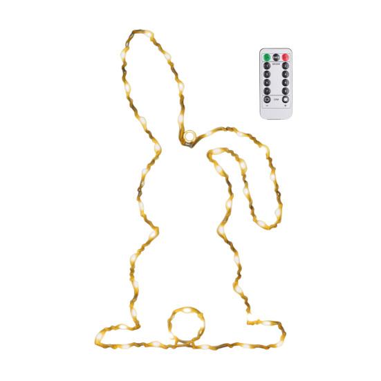 LED Window Light Easter Hanging Lamp with 8 Dynamic Modes Remote Control Timer Battery Operated Waterproof Metal Easter Bunny String Lights for Indoor