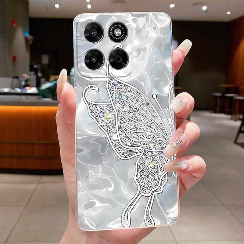 Для Motorola Moto G77 G67 Чехол Прозрачный Роскошный Модный Бабочки Цветы Мягкий ТПУ Силикон Пара Задняя Крышка для MotoG77 G 67 Корпус