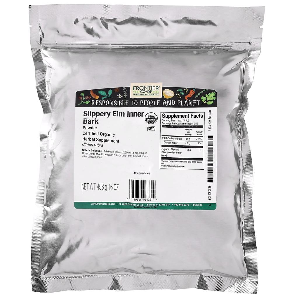 Frontier Co-op Organic Elm Bark Powder, 453G(16Oz)