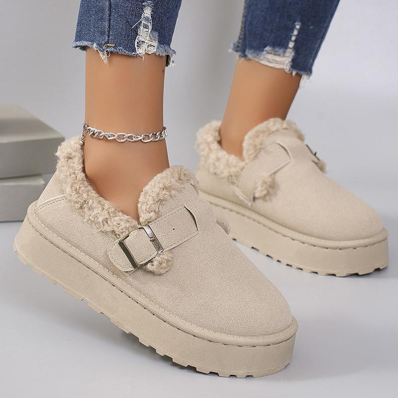 Зимние плюшевые теплые зимние сапоги женские модные ботильоны на платформе с пряжкой женские нескользящие хлопковые туфли на толстой подошве женский размер 44
