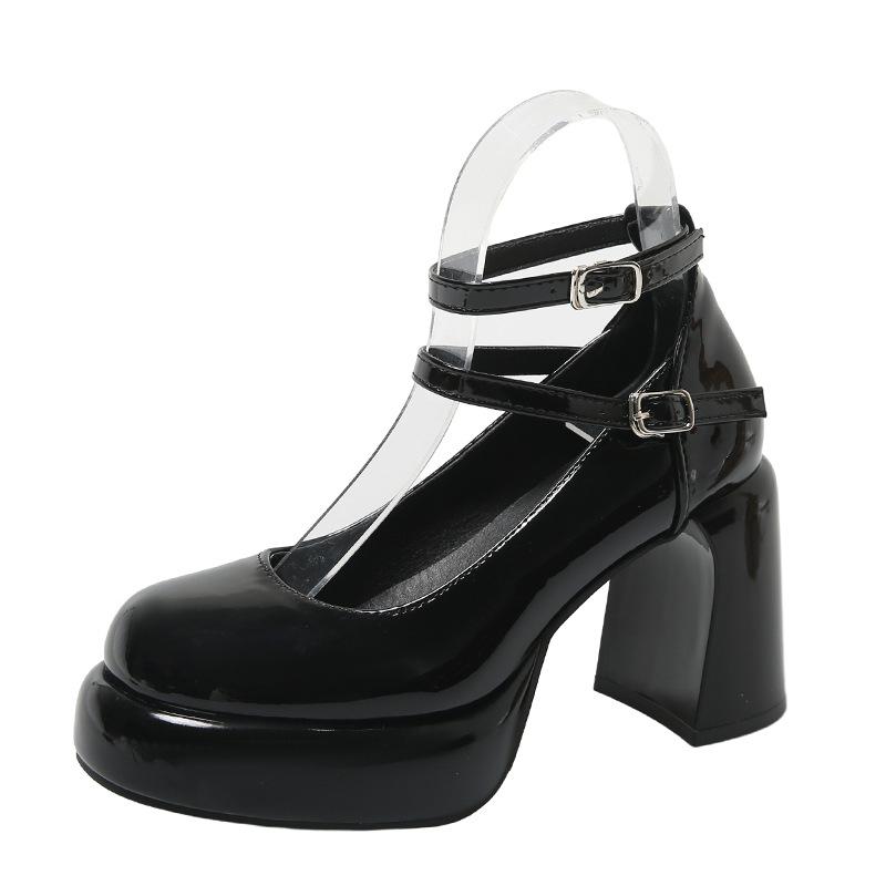 Модные дизайнерские туфли Мэри Джейн на платформе для женщин Модные элегантные туфли с двойной пряжкой на толстом каблуке Женские туфли-лодочки на высоком каблуке для вечеринок