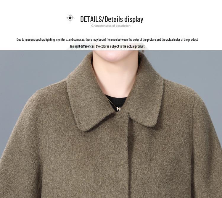 Женское кашемировое пальто средней длины двустороннее на осень/зиму 2025 - Элегантное шерстяное пальто для женщин среднего и пожилого возраста