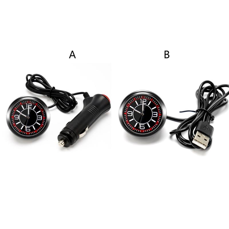 Car Dashboard Clock Universal Quartz Luminous Clock Glass Mirror Car Stick-on Clock Watch Automotive Accessories