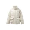 Li Ning Training Series Solid Color Shiny Stand Collar Warm Bread Down Jacket Winter Women Outerwear White AYMR372-1