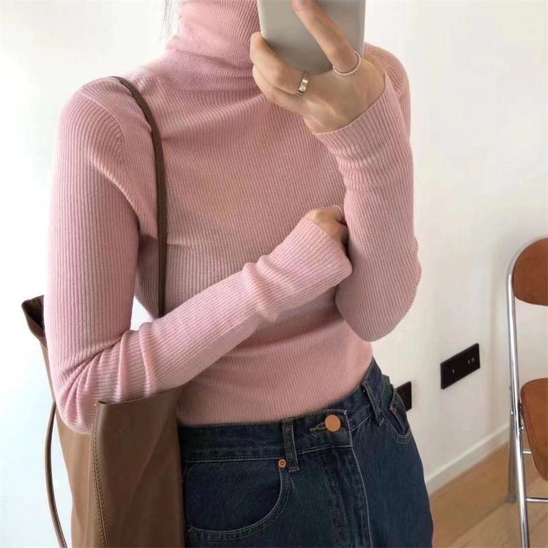 Осенне-зимний женский свитер, водолазка, нижняя рубашка с длинными рукавами, тонкая часть внутреннего плотного тонкого вязаного свитера