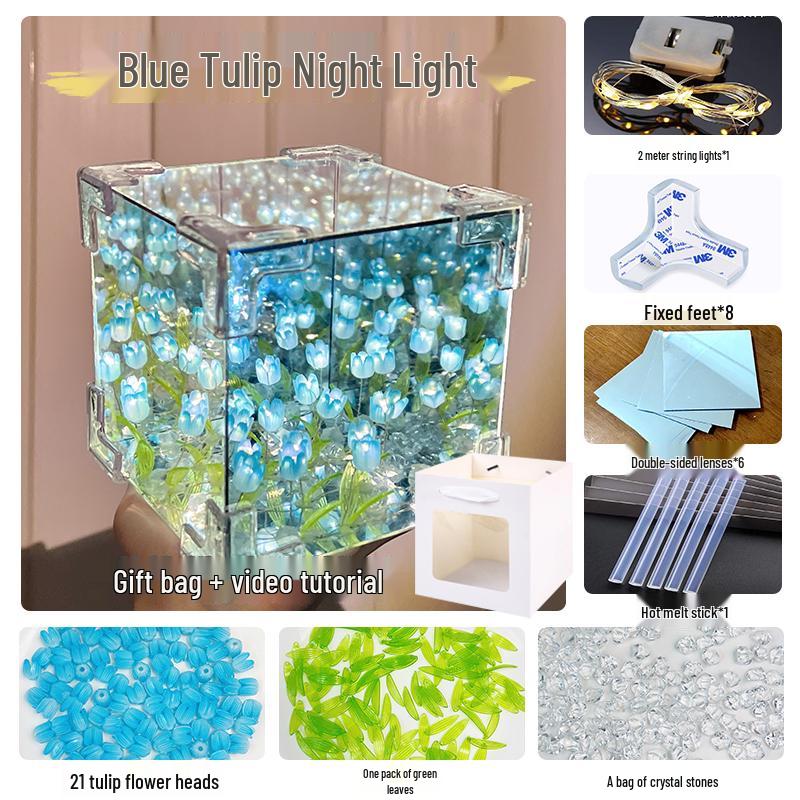 Подарок Валентина: Ночник-тюльпан ручной работы, кубик Рубика - Идеальный подарок на день рождения для девушки