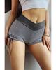 Gray Side Drawstring Anti Cellulite High Waist Scrunch Butt Lift Shorts