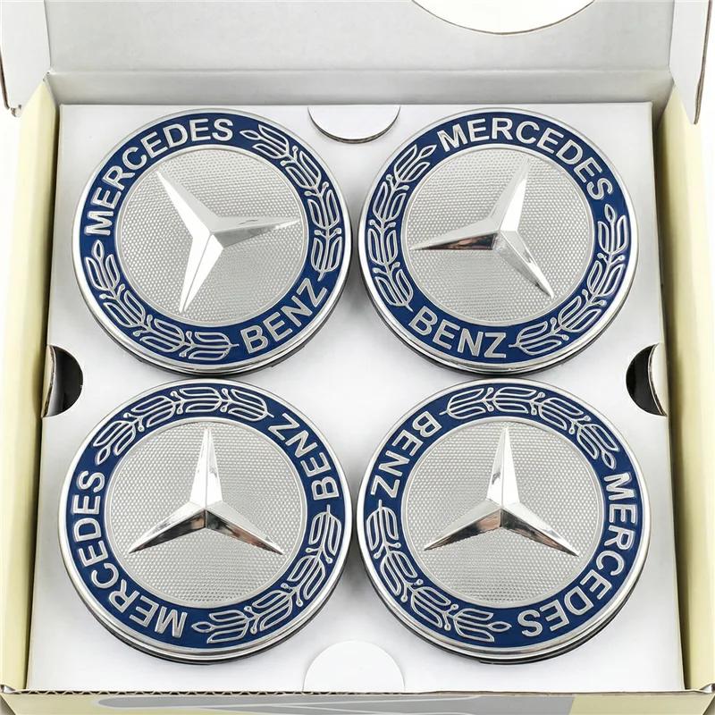 KOUG1 4PCS 75mm Car Floating Wheel Center Hub Caps Cover for Mercedes Benz B/C/E/S Class A Class C200L GLC GLK CLA Accessories.