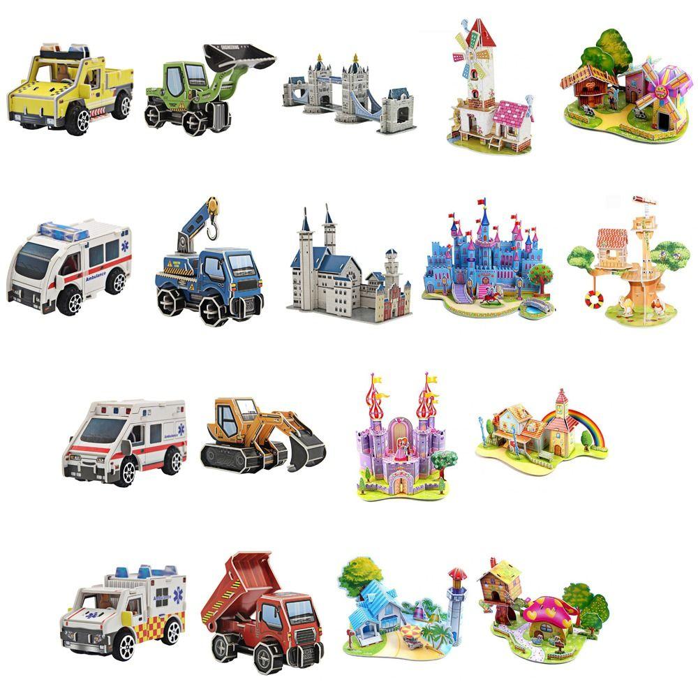 Бумажный мультяшный домик Бумажный игрушечный домик 3D-пазл Игрушечный автомобиль Подарки на день рождения