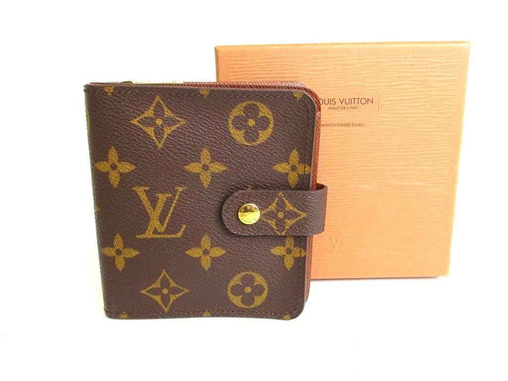 Authentic LOUIS VUITTON Monogram Brown Leather Bifold Wallet Compact Zippe #9789 Refurbished