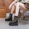 Fashion 11cm Hollow Patent Leather New Summer Breathable Wedge Platform Wedge ZIP Fashion Sandals Casual Knee High Ankle Boots Shoes 204