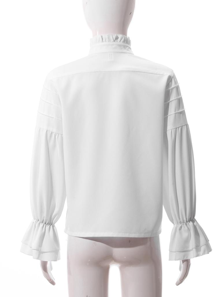 Kids Renaissance Medieval Victorian Vintage Retro Shirt Pirate Shirt Long Sleeve Ruffle Frill Trim Shirt Cosplay Costume