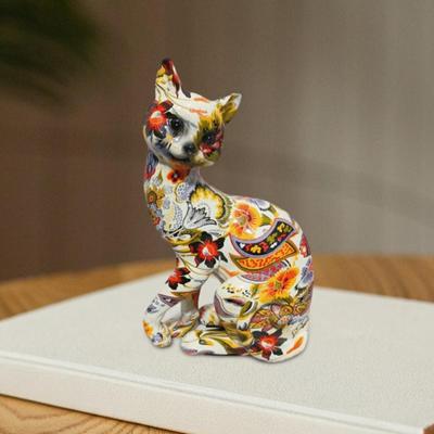 Красочная статуя кошки, украшение стола, скульптура животного, фигурка для спальни, многоцелевая