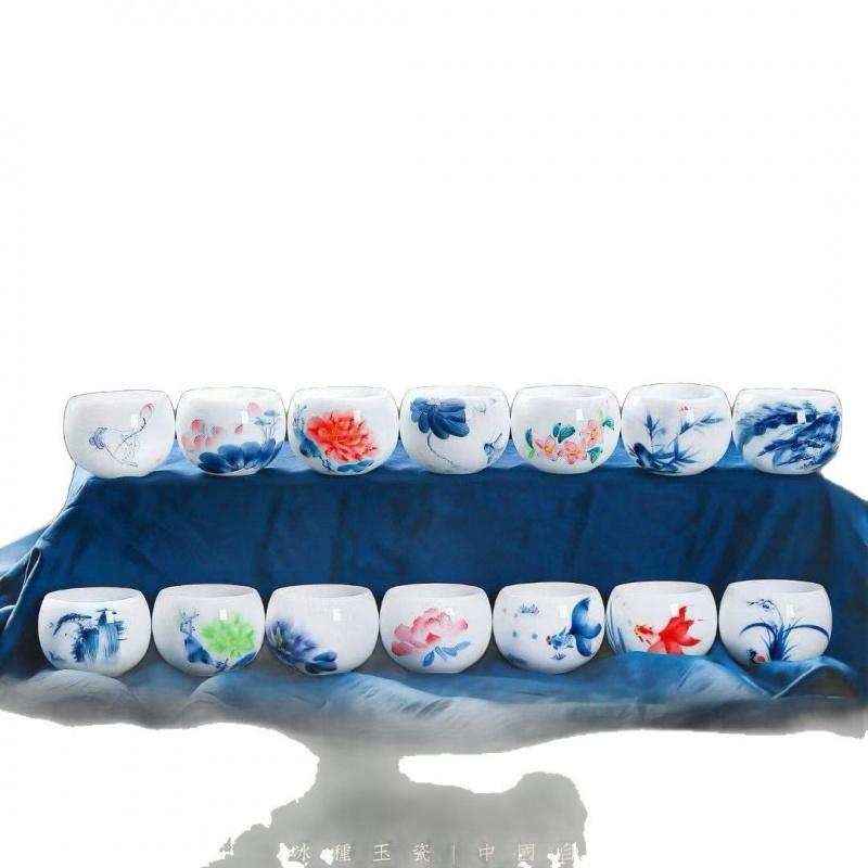 Ручная роспись Ледяной нефрит Фарфор Мастер Керамика Дегустационный набор для Кунг-фу Одиночная чайная чашка Подарок