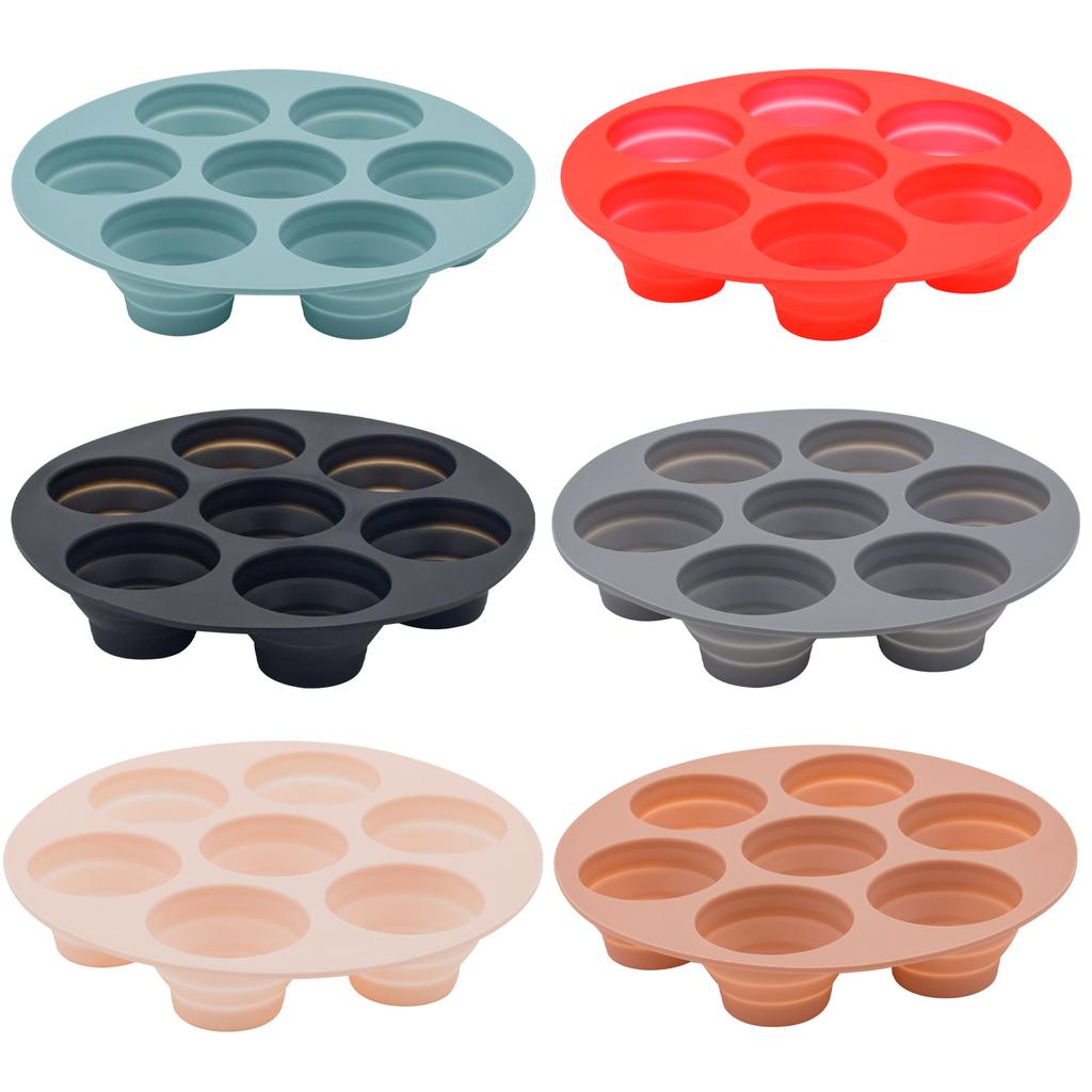 Seven-hole Cake Mold Foldable Air Fryer Baking Mold Round DIY Porous Cake Mold Food-grade Silicone