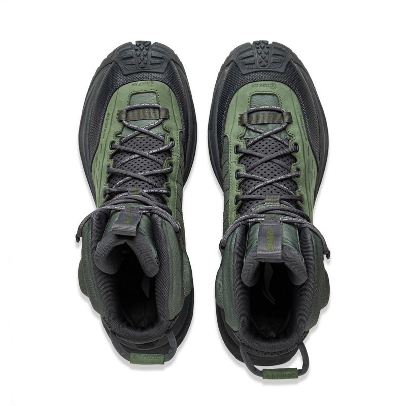 Li Ning CF River High модные удобные нескользящие износостойкие высокие походные ботинки унисекс походные ботинки черные зеленые AHTU015-2