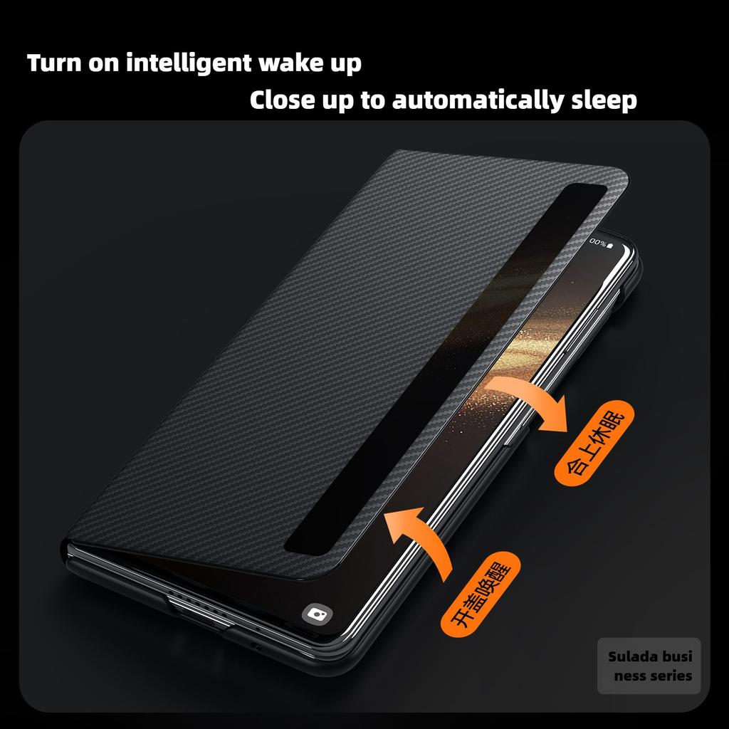 Чехол из углеродного волокна 600D Kevlar с текстурой из матового стекла для Honor Magic V3 Vs3 с магнитным беспроводным зарядным устройством, откидной чехол, складная всеобъемлющая защита, умное окно