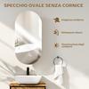 Bathroom Mirror Oval Modern with Cabinet and Two Shelves, 45x90 cm, White