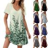 Женские модные повседневные платья с карманами и принтом в богемном стиле, пляжные платья с v-образным вырезом и короткими рукавами