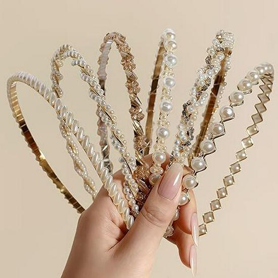 Набор из пяти повязок на голову с искусственным жемчугом - Элегантный, универсальный сказочный стиль для женщин