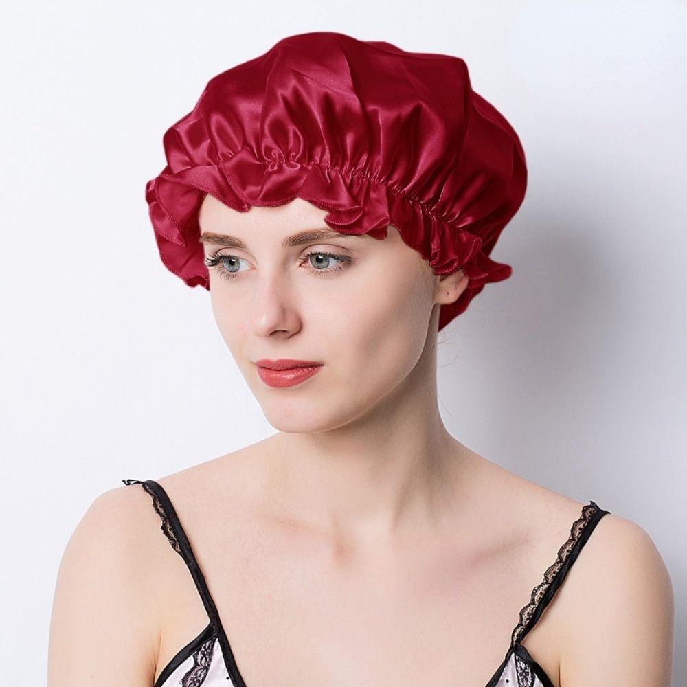 Elastic Large Silk Sleeping Cap Fashion Hair Loss Hats New Women Hair Bonnets