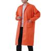 Men Long Coat Non Pilling Full Sleeve Solid Color Loose Single-breasted Pockets Thickened Dustproof Doctor Food Laboratory Beauty Salon Workwear Coat