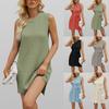 Summer Solid Color Round Neck Sleeveless Vest Casual Large Size Loose Women's Dresses