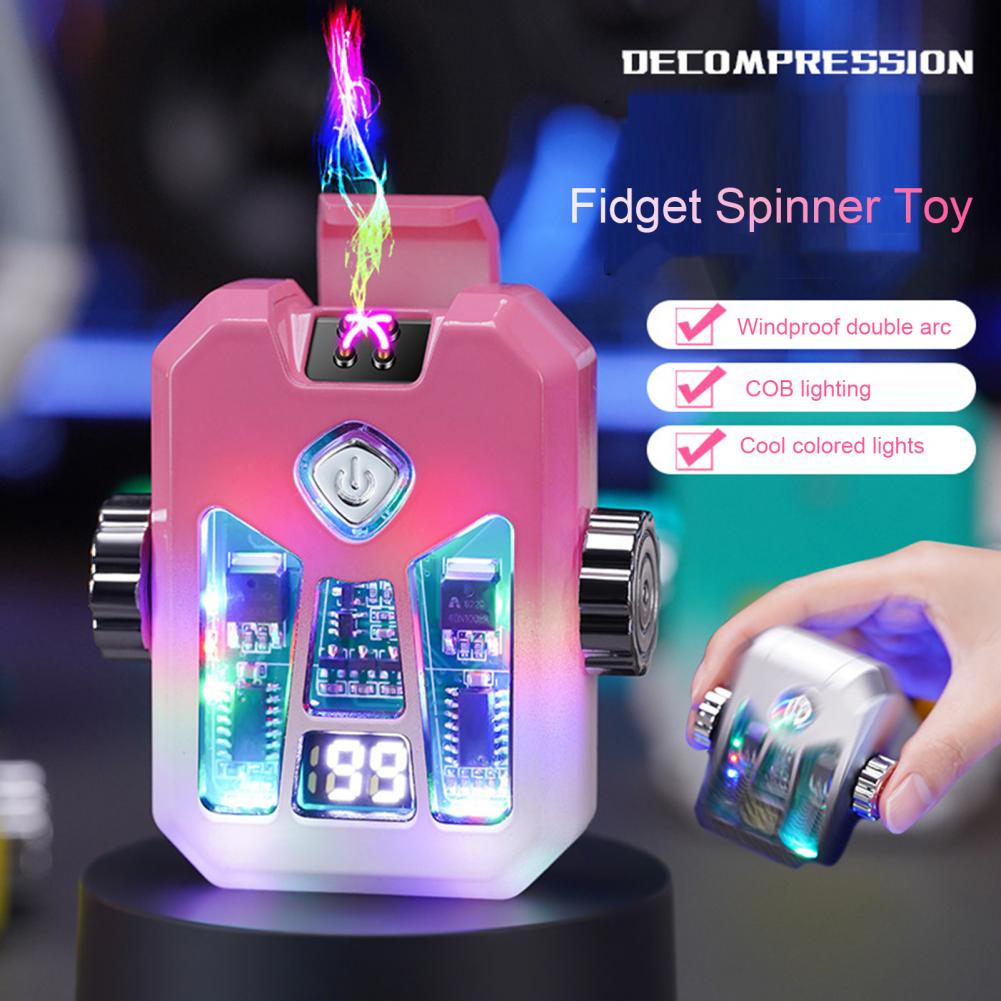 Windproof Igniter Colorful Spinning Toy Compact Rechargeable Arc-pulse Igniter Windproof Electric Flameless Bbq Fidget Toy