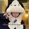 Women's Autumn/Winter Cute Puppy Ears Plush Hat and Scarf Set - Warm, Stylish, and Face-Slimming.