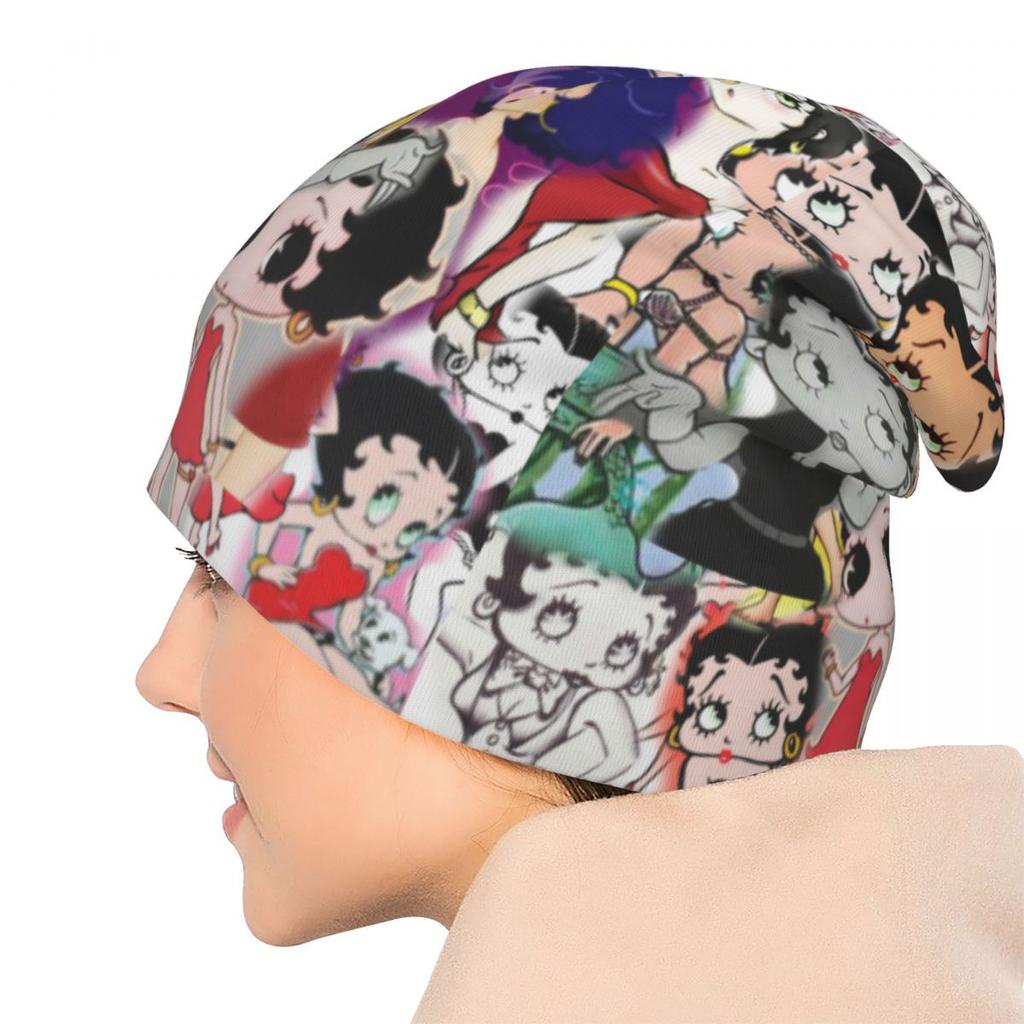 Шапка-бини с коллажем Mrs Boop, зимняя теплая женская классическая шапка-бини Betty с героями мультфильмов, кепка