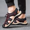 Plus Size Sandals Men's Summer Authentic Leather Toe Box Beach Shoes Non-Slip Outdoor Sports Casual Shoes Hiking Shoes