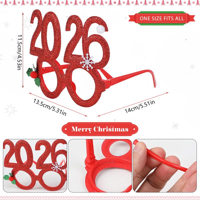 2026 New Year Eve Party Glasses Frame Holiday Party Decoration Supplies Kids Gift Favors 2026 Funny Christmas Photo Booth Props