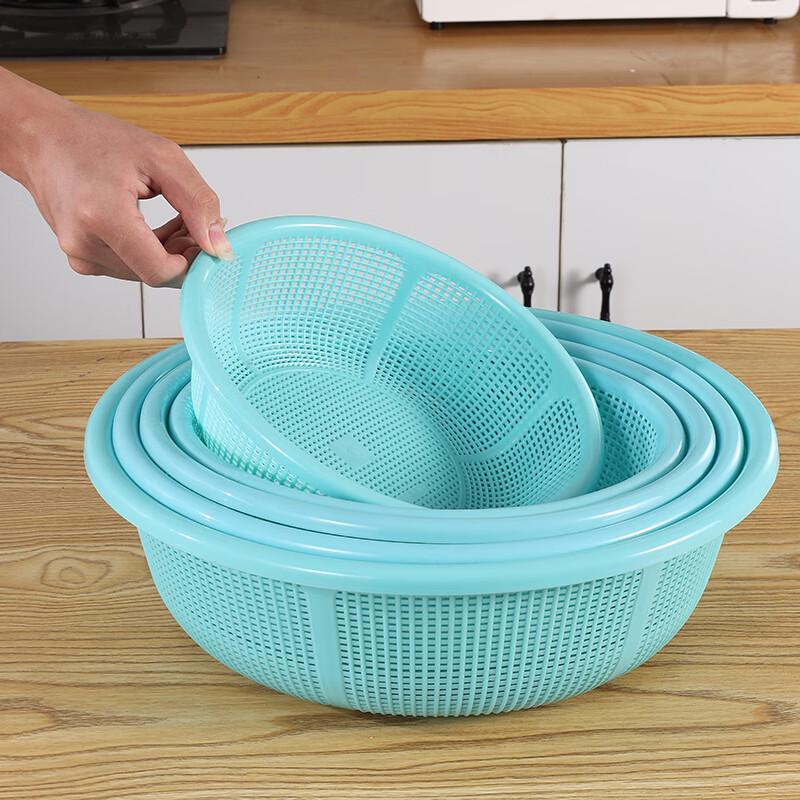 Bingyue Круглая пластиковая мойка для овощей и дуршлаг, Зеленая, 3 шт.