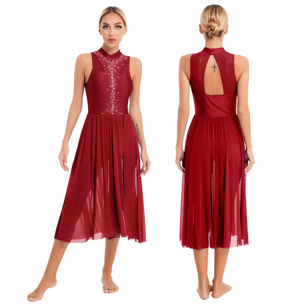 Женское асимметричное балетное платье со стразами, лирические современные танцевальные костюмы, сценическое трико, платье