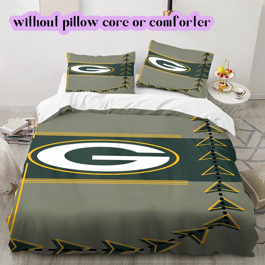 football Logo Pattern Bedding Quilt Set Quilt Cover Pillowcase Home Decoration Birthday Gift (1*duvet cover+ 2*pillowcase, without core)