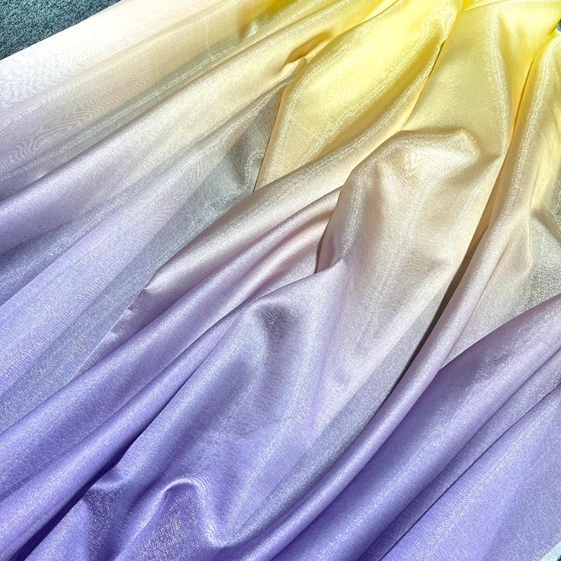 100x150cm Bark Wrinkled Thin Gradient Glitter Fabric for Dress Skirts Stage Costumes Sewing Glossy Needlework Decorative Cloth