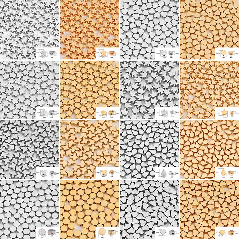 100 шт./лот, золотые гальванические бусины со звездами и цветами для изготовления ювелирных изделий, ожерелья «сделай сам», ювелирные аксессуары, материал ручной работы