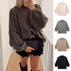 Fashion Round Neck Knitted Jumper For Women 2025 Autumn Long Lantern Sleeve Sweater Female Hight Street Warm Lady Chic Pullover