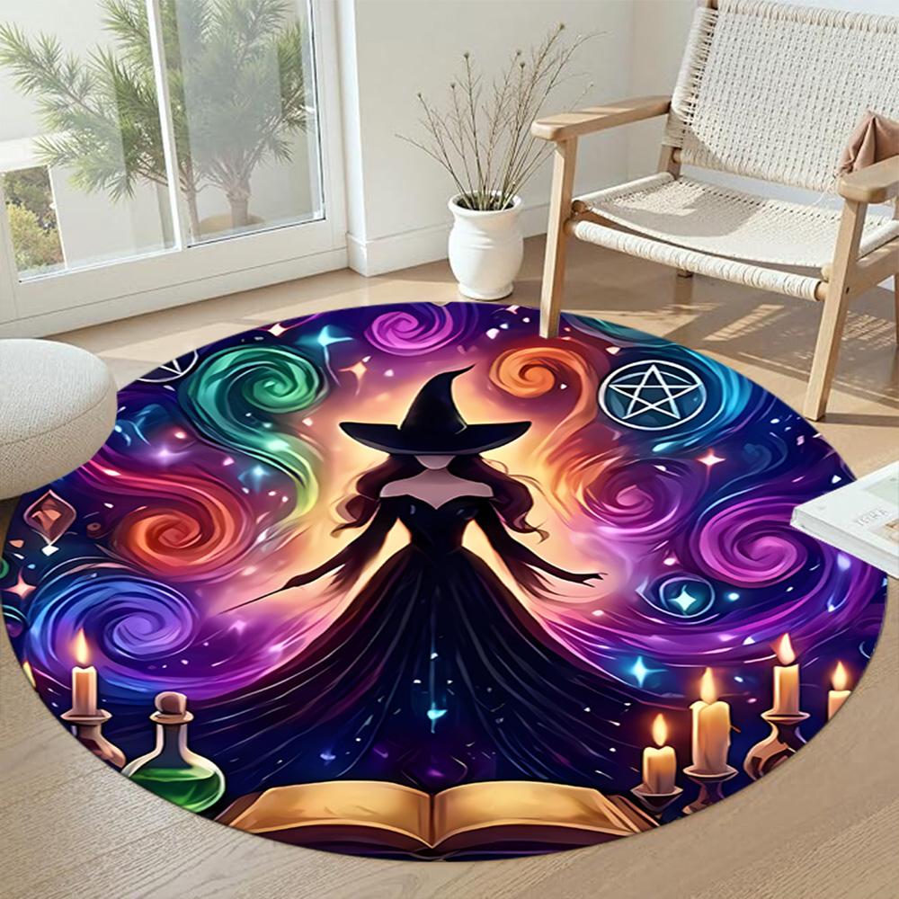 Witch Round Office Rug Perfect for Dining Room Study room Kitchen Game Room Antislip Round Carpet Anime Office Decor Perfect Gift for Women Men