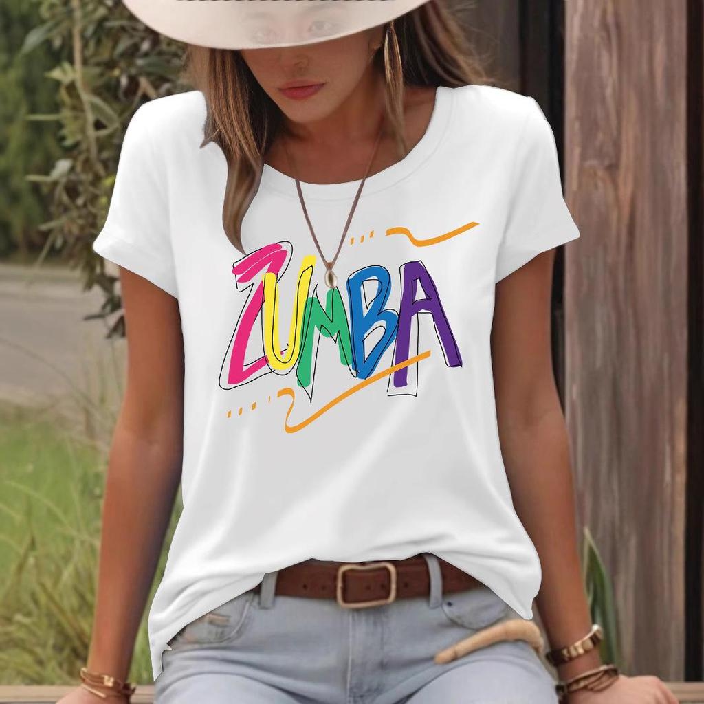 Женская красочная футболка свободного кроя с коротким рукавом и принтом ZUMB