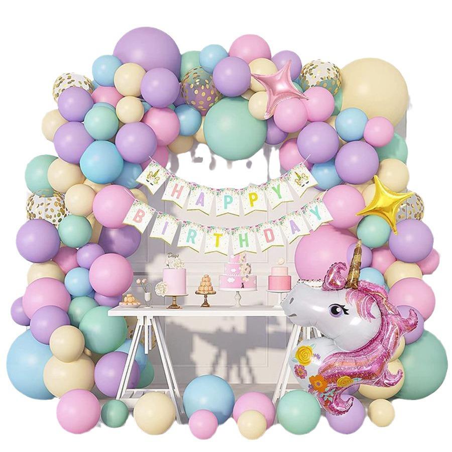 Набор воздушных шаров «макарон» розового, фиолетового, синего, конфетти на день рождения для детей в стиле «единорог»