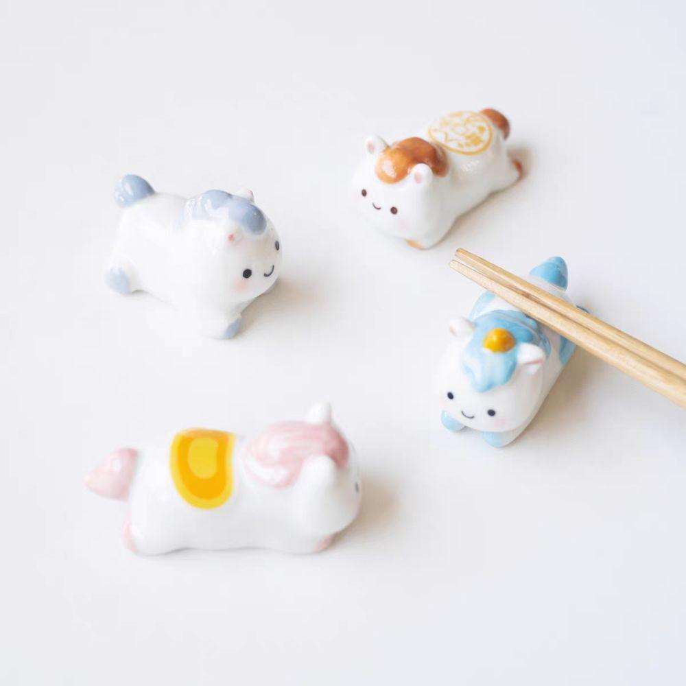 Cartoon Horse Chopstick Rest Ceramic Spoon Rack Holder Simple Chopstick Rack Sushi Bar